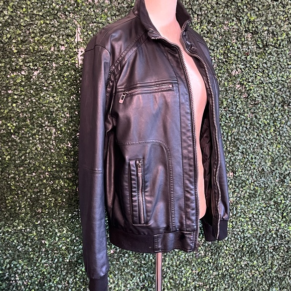 Calvin Klein Black Leather Jacket Size S/M - Picture 2 of 8